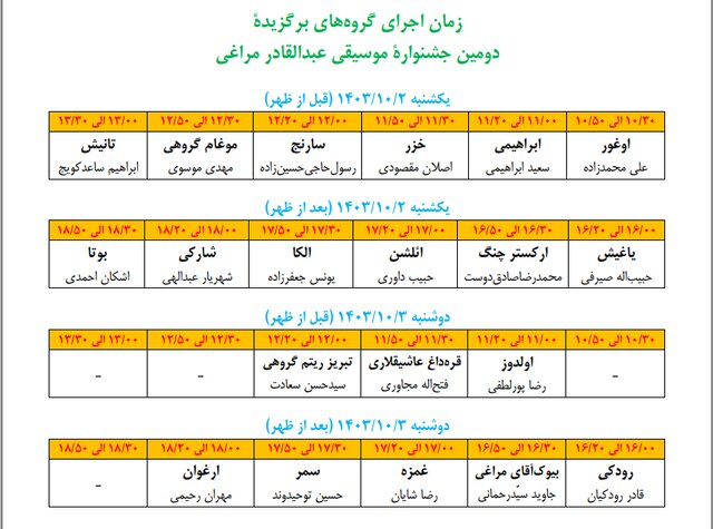 دومین جشنواره موسیقی عبدالقادر مراغی در مراغه برگزار می‌شود