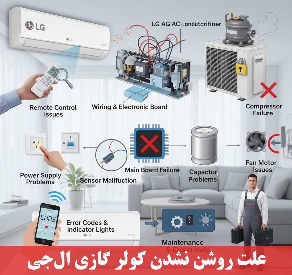 چرا کولر گازی ال جی روشن نمی شود؟ راهنمای کامل عیب یابی و رفع مشکل